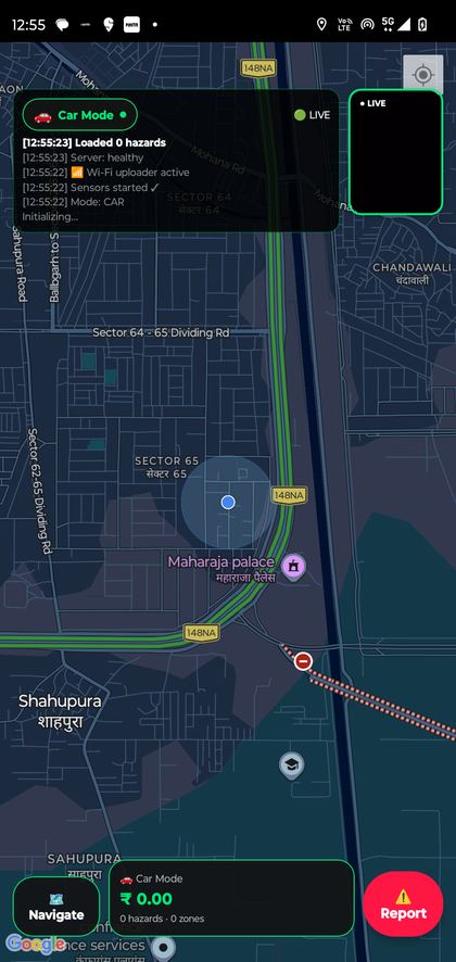 Civilytix app — live hazard map with navigation and dashcam feed